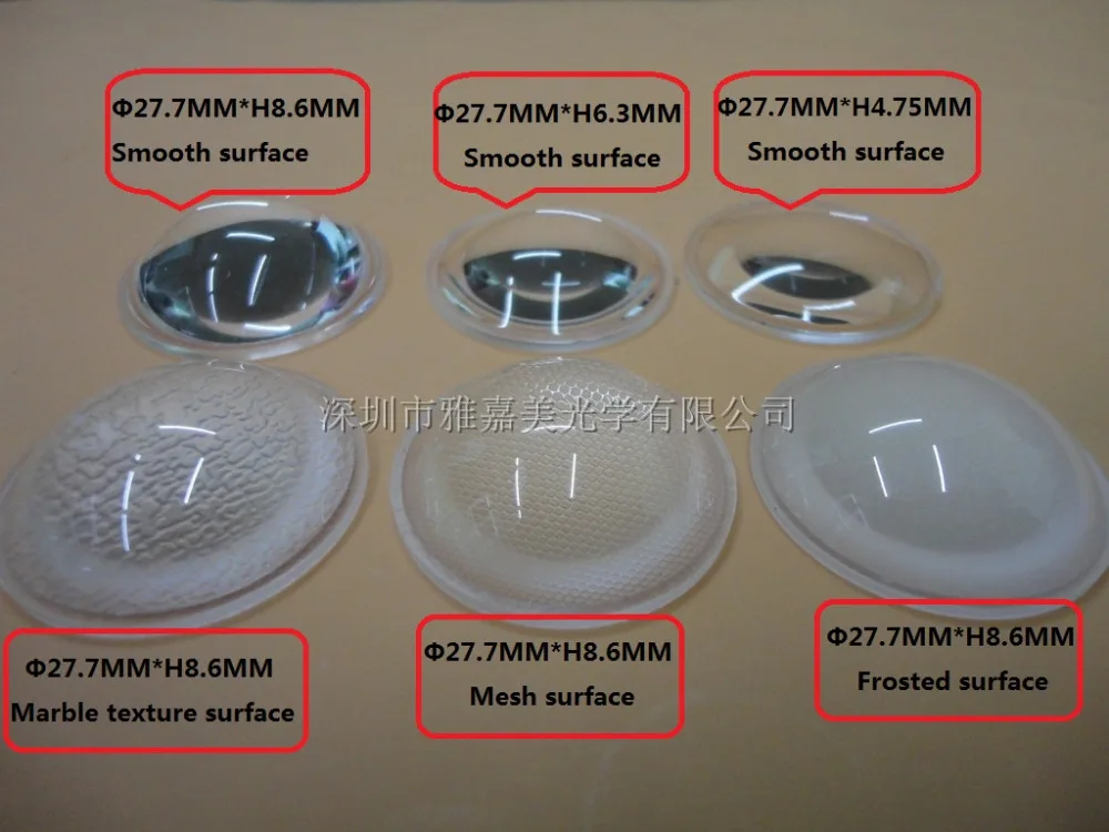 1 Вт 3 Вт 5 Вт 10 Вт Мощный светодиодный объектив диаметром 27,7 мм плоско-выпуклая линза, высота 8,6 мм 6,3 мм 4,75 мм оптическая выпуклая линза