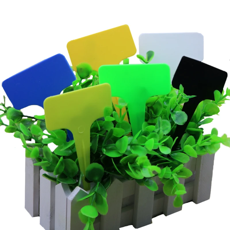 100pcs T-shaped Decorative Plant Labels Plastic T-type Nursery Pots Garden Decoration Seedling Mark Tags