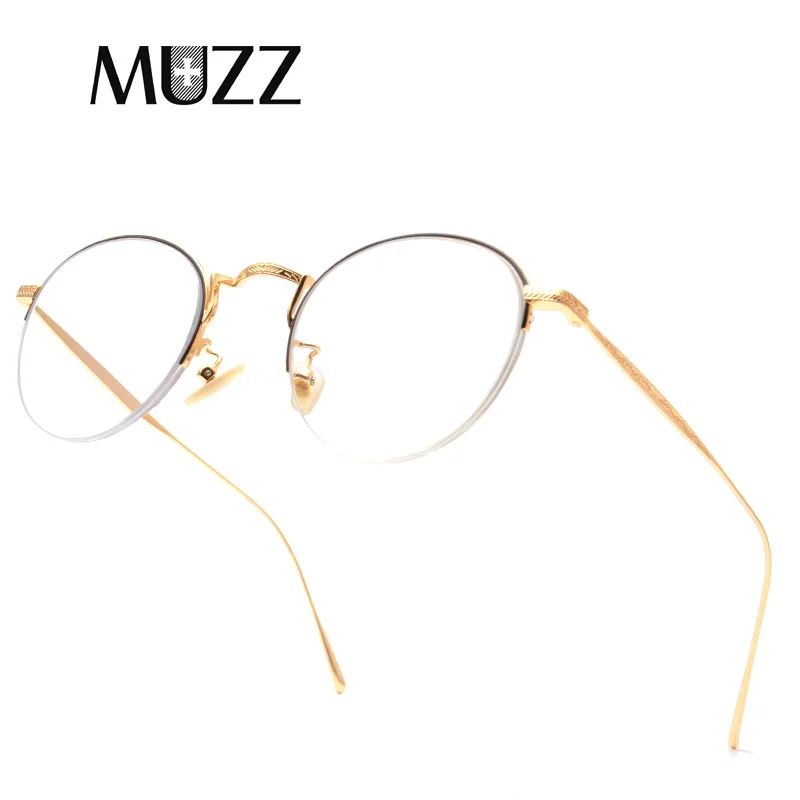 Japanese series Titanium glasses frame unisex Half frame Vintage Round