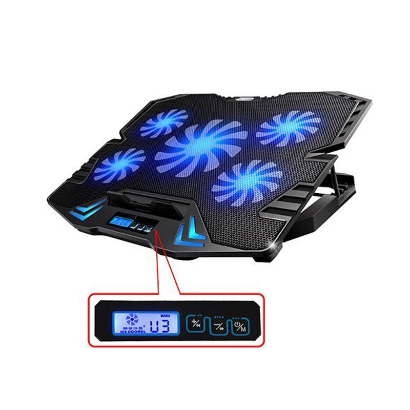 

TopMate 12-15.6" Five Quite Fans LCD Screen 2500RPM Strong Wind Speed Designed Gaming Laptop Cooler