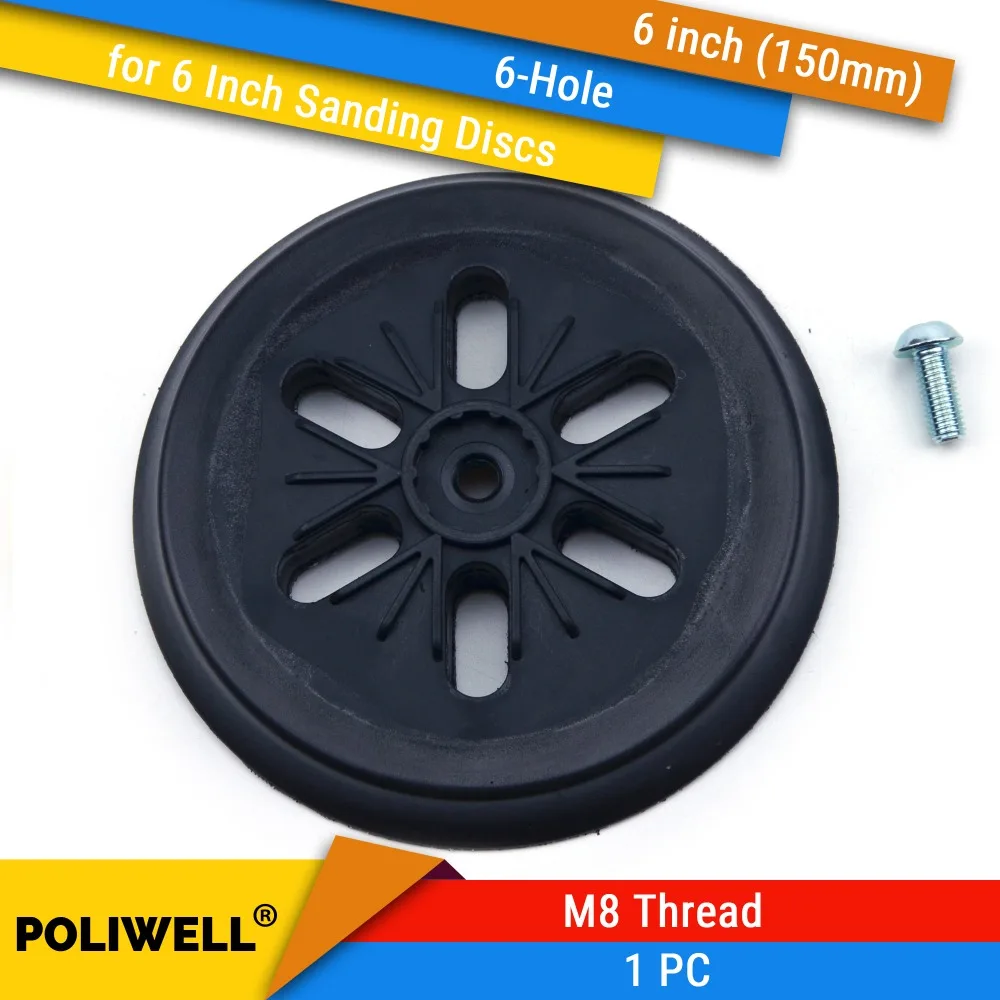 

6 Inch(150mm) 6-Hole Dust-free M8 Thread Back-up Sanding Pad for 6" Hook&Loop Sanding Discs, FESTOOL Sander Grinder Accessories