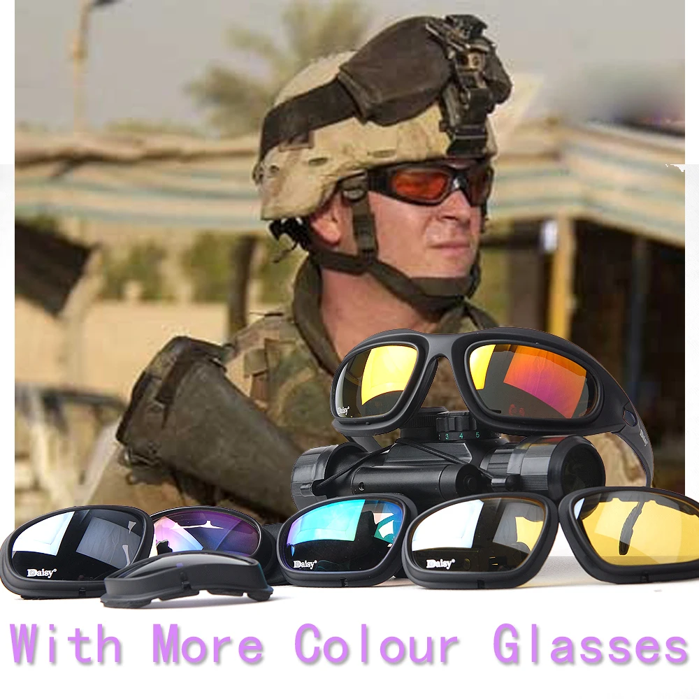 Daisy C5 Airsoft Tactical Goggles Desert 4 Lens Outdoor UV400