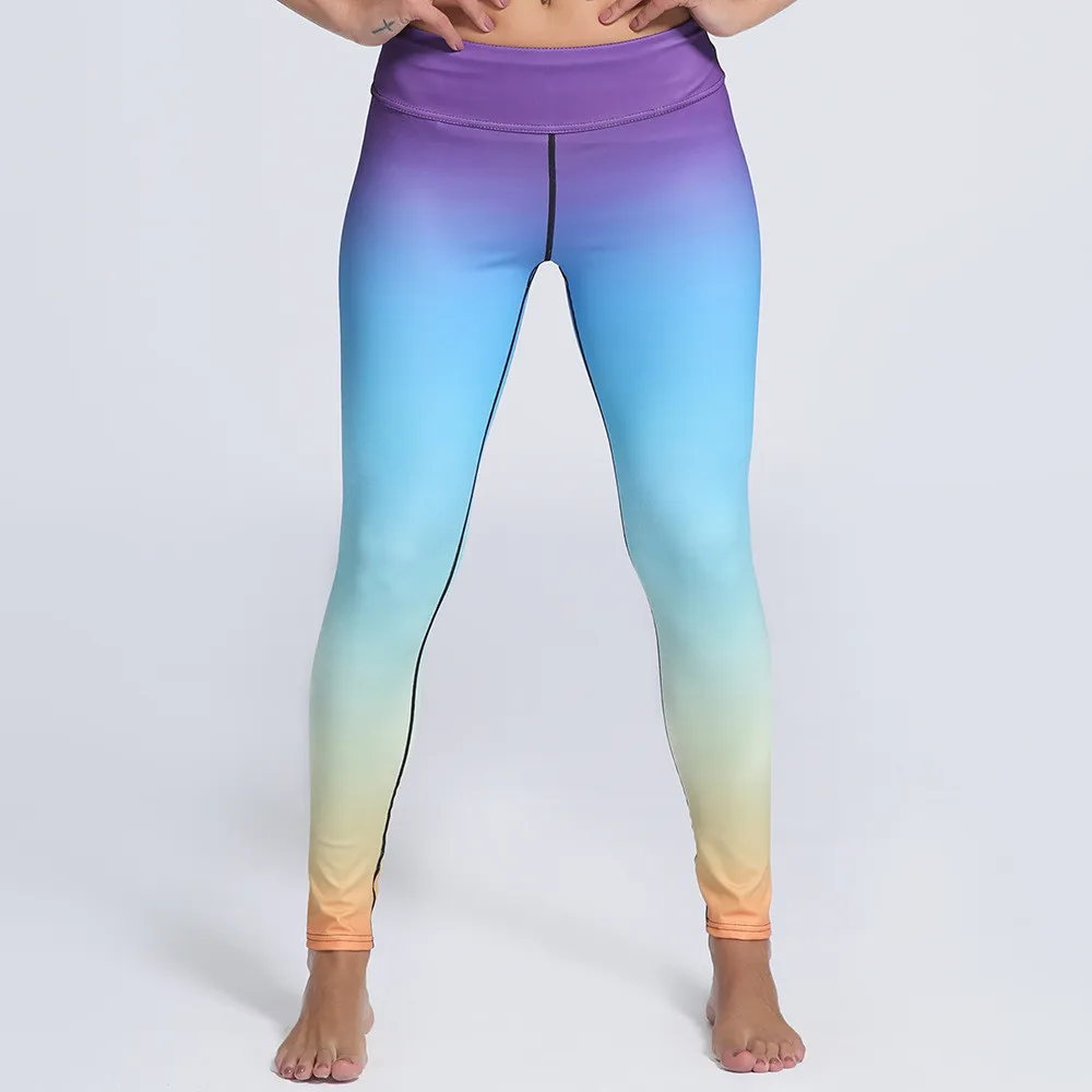 

Women Flexible Color Gradient Print Tight Pants Workout Gym Training Running Yoga Sport Fitness Exercise Leggings Dropshipping