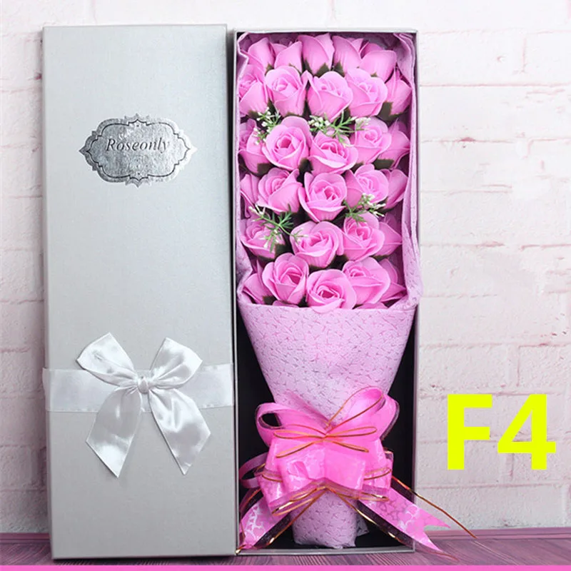 Цветы искусственный медведь-букет мыло розы игрушки день Святого Валентина украшение для свадьбы сорняков - Цвет: F4