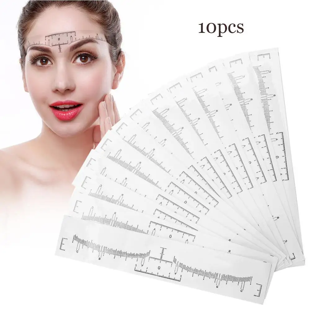 

10pcs Disposable Eyebrow Ruler Sticker Eyebrow Shaping Tools Makeup Measurement Stencil Makeup Drawing Template