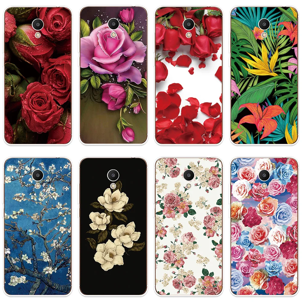

Phone Case For Meizu M3 M5 M6 NTOE M3S M5S M5C M6S M6T U10 U20 Cover Beautiful Flowers Patterned Silicone Soft Shell Cover Case