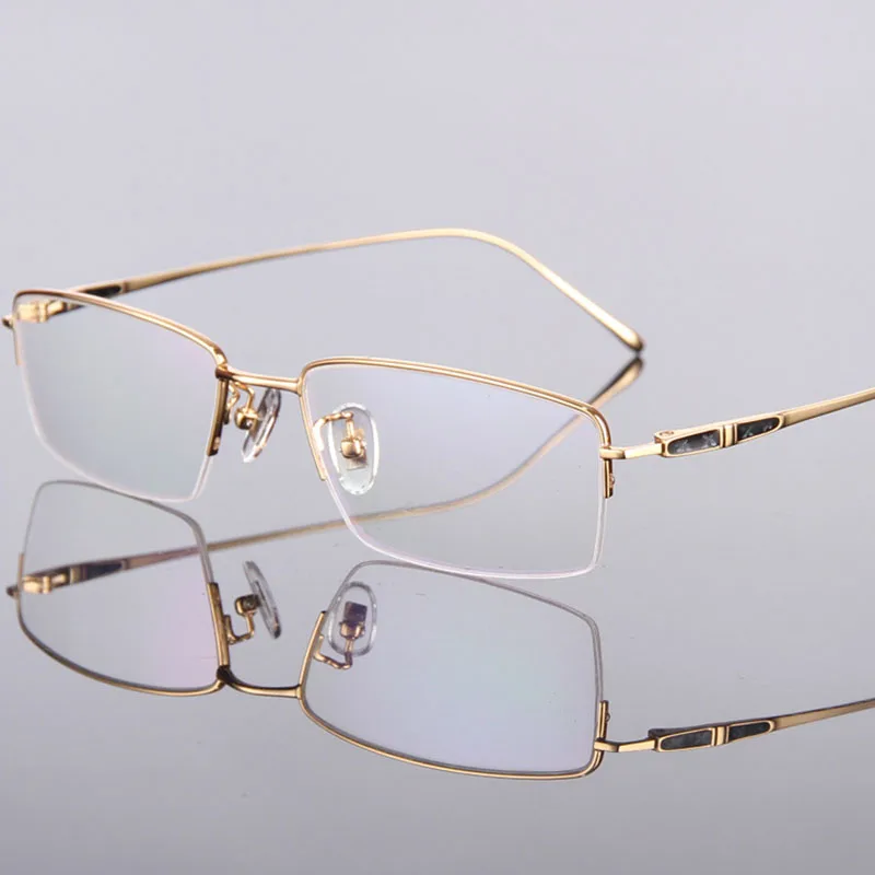 Высококачественные мужские оправа для очков из чистого титана, брендовые очки для близорукости, оправа для мужчин, размер 55-17-140 Y1007 - Цвет оправы: Gold