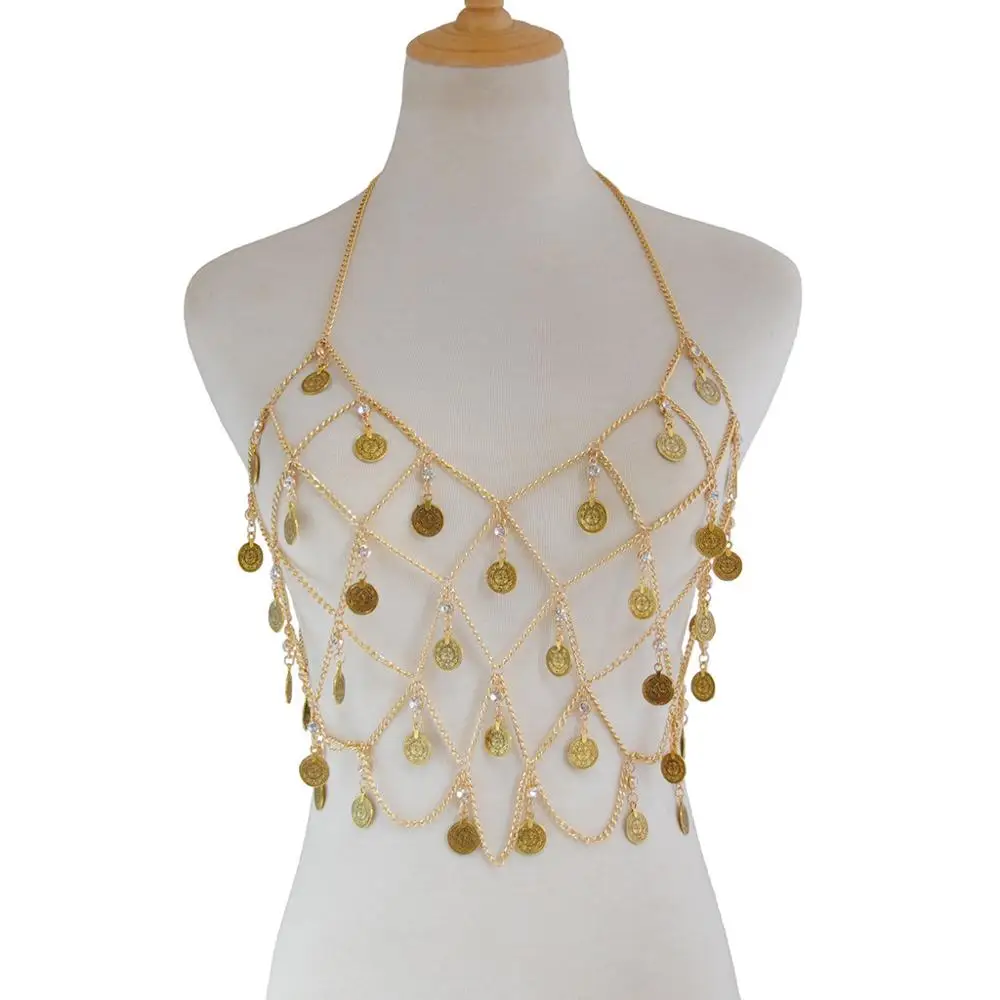 Women's Crystal Rhinestone Body Chain With Netted Mesh And