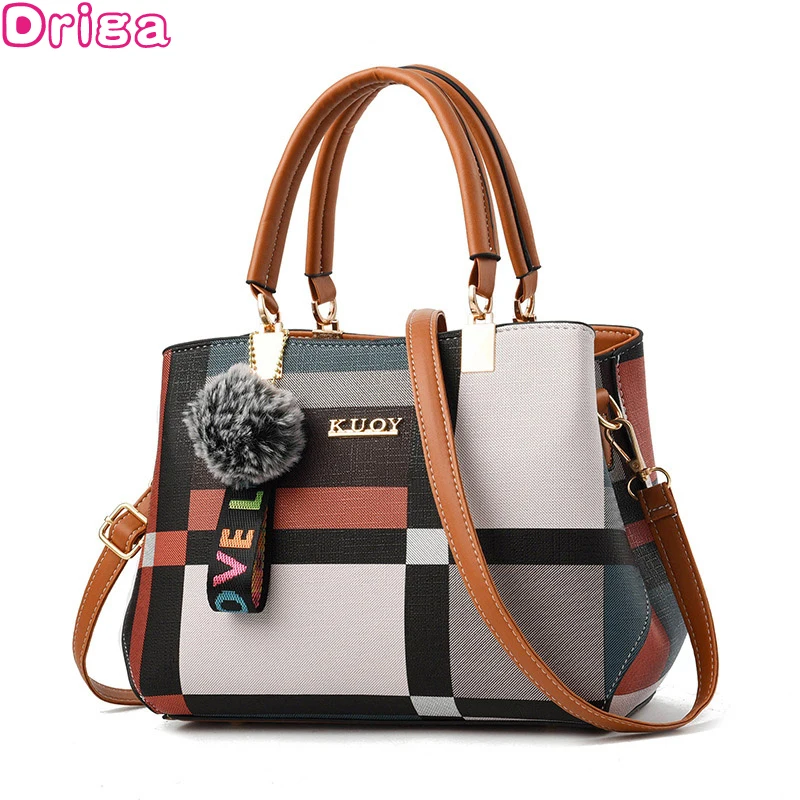

Driga New Casual Plaid Shoulder Bag Fashion Stitching Wild Messenger Brand Female Totes Crossbody Bags Women Leather Handbags