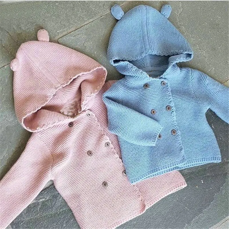 2017 AutumnWinter Kids Girls Hooded Cardigan Double Breasted Cotton Sweater For Children Boy Baby Girl Soft Knit Jumper Clothes (59)