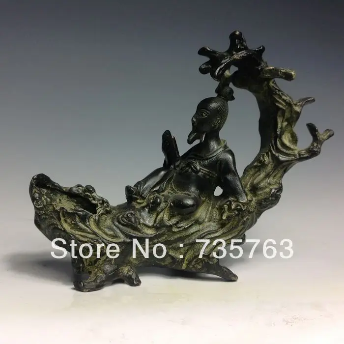 

00426 Chinese Bronze Statues w OLD MAN