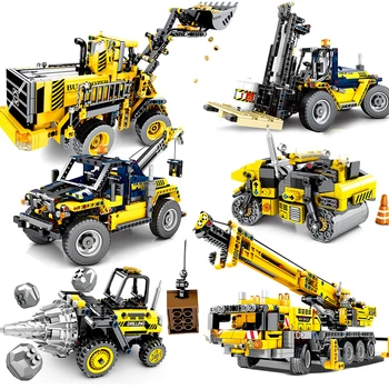 

City Building Construction Engineering Machinery Excavator Bulldozer Block Toys Compatible Technic Truck Child Brick Toys