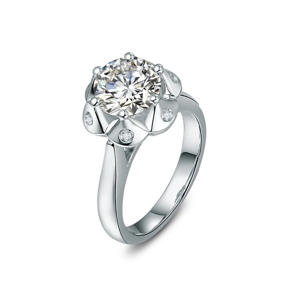 3CT Round Lotus Ring Flower Jewelry Classic SONA Simulate Diamond Ring 