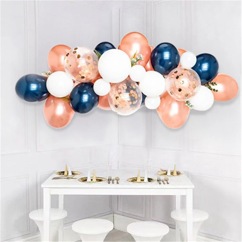 40pcs Lot Navy Blue White Rose Gold Confetti Latex Balloons Kit Birthday Party Decorations Kids Party Backdrop Balloons Supplies Ballons Accessories Aliexpress