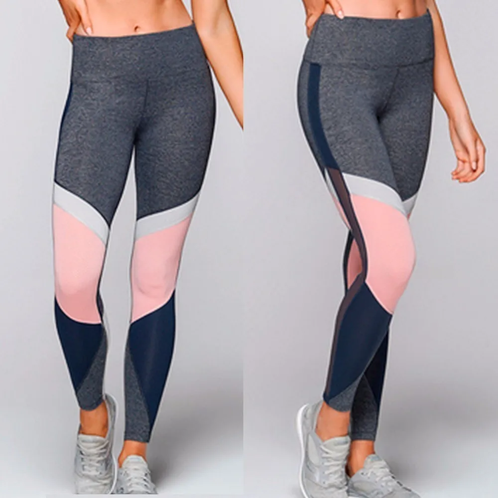 2018 Mesh Patchwork Breathable Fitness Leggings Quick Dry Elastic Yoga