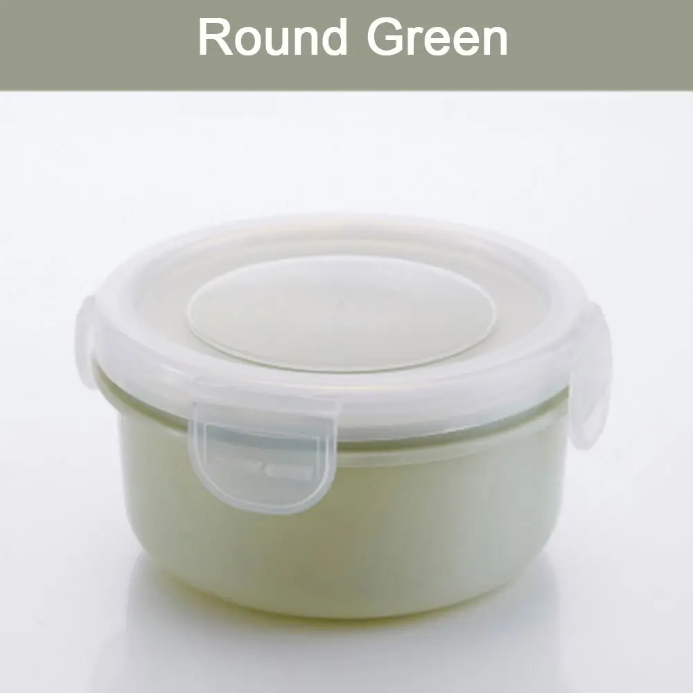 LASPERAL Кухня прозрачный Еда герметичный холодильник Еда преп коробка хранения свежих продуктов для хранения специй контейнер для ланча Коробки для обедов - Цвет: round green