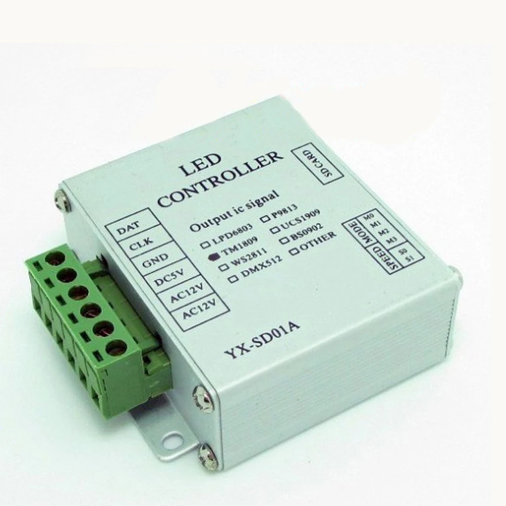 Пиксельный контроллер WS2811 WS2812B LPD6803 SK6812 TM1809 UCS1903 DMX512 Полноцветный Мини для SD карт DC
