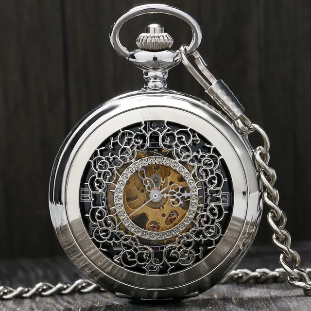 Fashion Silver Steel Steampunk Mechanical Pocket Watch Men Women Necklace Clock Fashion Silver Steel Steampunk Mechanical Pocket Watch Men Women Necklace Clock