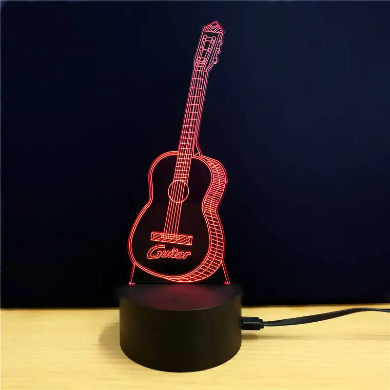 Светодиодный Декор для гитары, 7 цветов, изменяющийся рабочий стол, Красочный светодиодный светильник, неоновые вывески для гитары, подарок для домашнего декора
