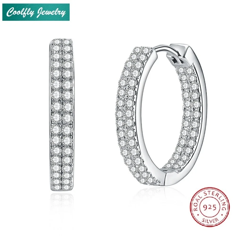 

Romantic 925 Sterling Silver CZ Zircon Creole Round Hoop Earrings For Women 2018 Brand Glam Wedding Fashion Jewelry Gift Bijoux