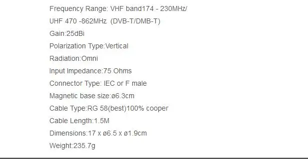 25dbi двери DVB-T антенна, Omni ТВ антенной УКВ антенны в помещении с F разъем