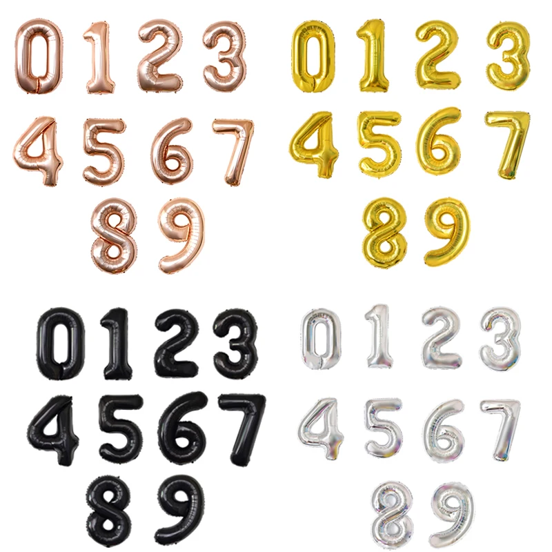

40inch Number Balloons Rose Gold Silver Black Balloon Figures Ballon Birthday Party Wedding Anniverssry Party Decoration