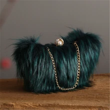Женские сумки из енота, меховые сумки, новые женские свадебные сумочки для невесты, ручная работа, Винтажная сумочка, полулуна, Мини, темно-зеленые зимние сумки