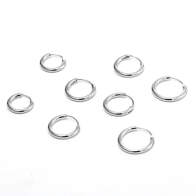 Серебряные маленькие серьги-кольца из полированной нержавеющей стали, круглые серьги-кольца для женщин и мужчин, серьги-клипсы Huggie Bijoux
