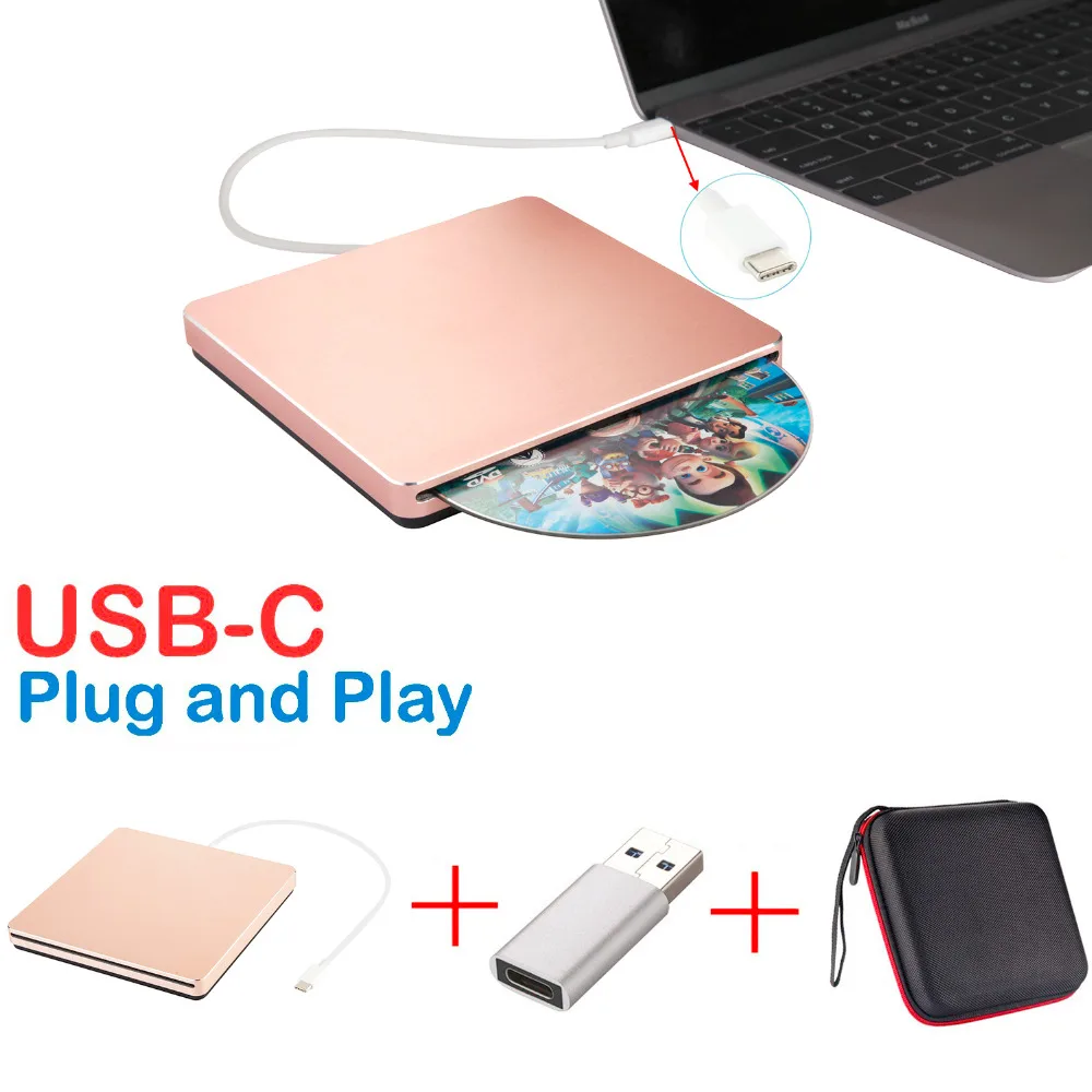 USB3.0 внешний DVD CD привод USB C Superdrive DVD/CD+/-RW Писатель горелки для MacBook Pro Air/ноутбук/Windows10(розовое золото