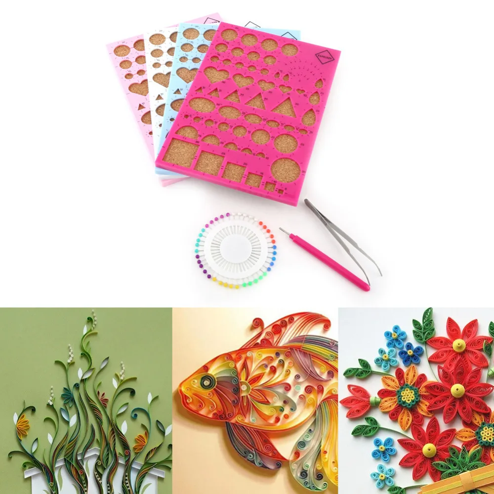 

DIY Paper Craft Template Board+Tweezer+Pins+Slotted Pen Quilling Tools Kit Mould Papercraft DIY Crimper Art Tool Scrapbooks