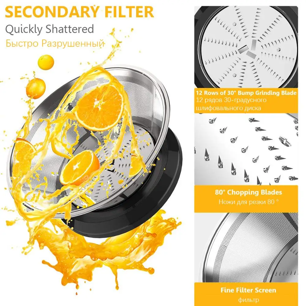 220V Stainless Steel Juicers 2 Speed Electric Juice Extractor Fruit Drinking Machine for Home Sonifer