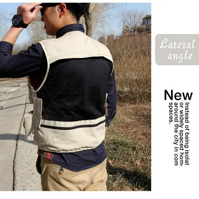 Canvas Photographer Vest Beige, Multi-Pocket