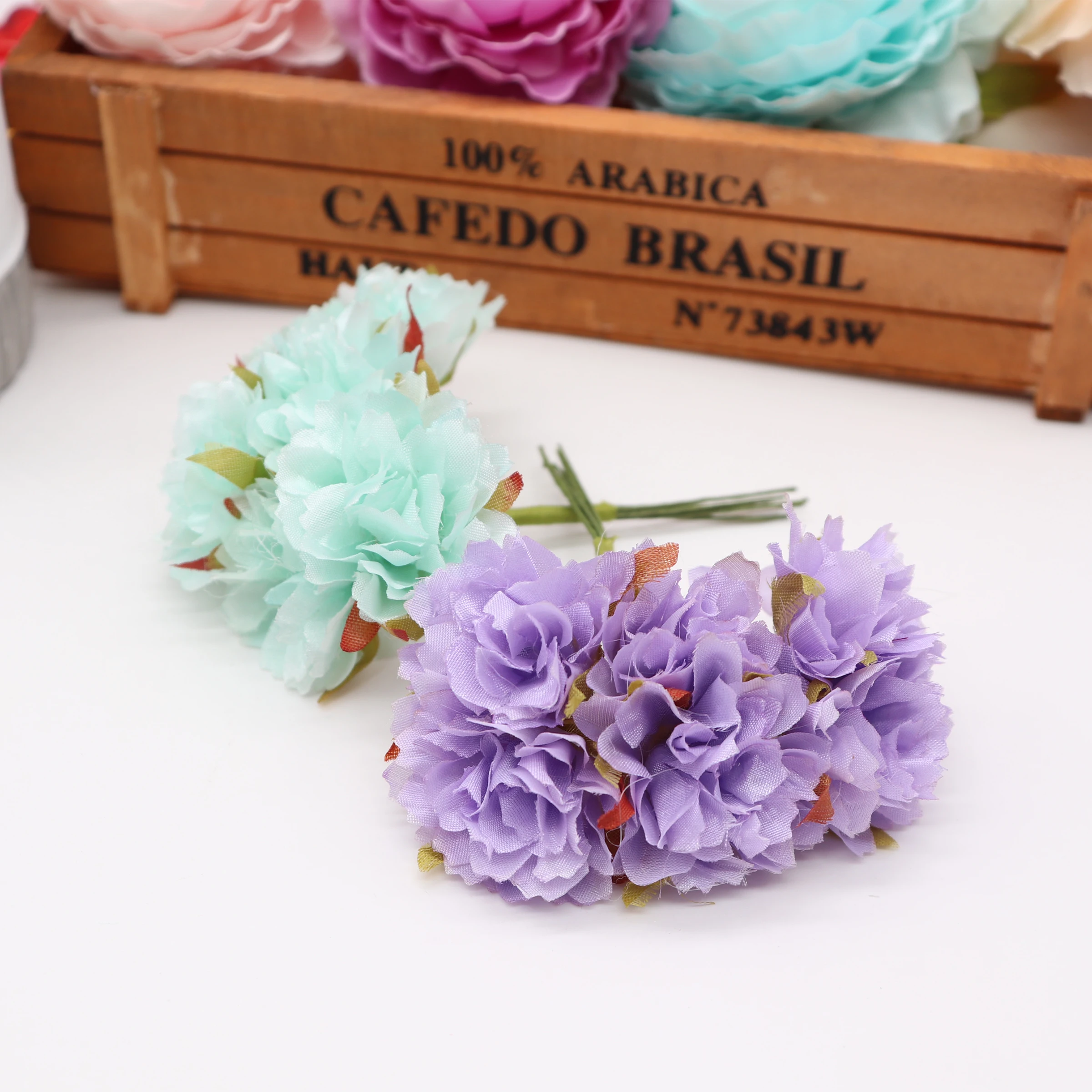 

6pcs/lot Artificial Silk Flower Carnations For Wedding Mariage Decoration DIY Scrapbooking Handmade Craft Accessories Flower