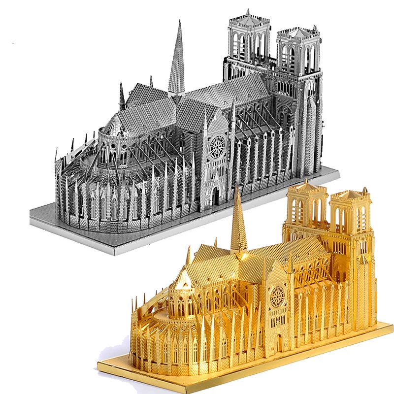 3D Metal Nano Puzzle Notre Dame Cathedral Paris Building Model kits