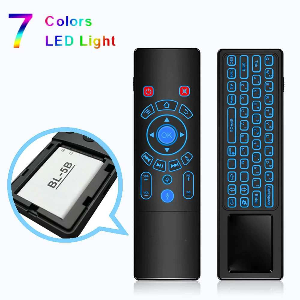 

2.4G Wireless Fly Air Mouse T6 keyboard English Russian 7 Colors Backlight IR Backlit Remote Control for Android TV Box