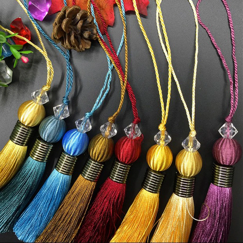 2Pcs Variety Colors Polyester Thread Tassel Charm Pendant Bag Chain Key Decoration Curtain Drapery Tassels Decor