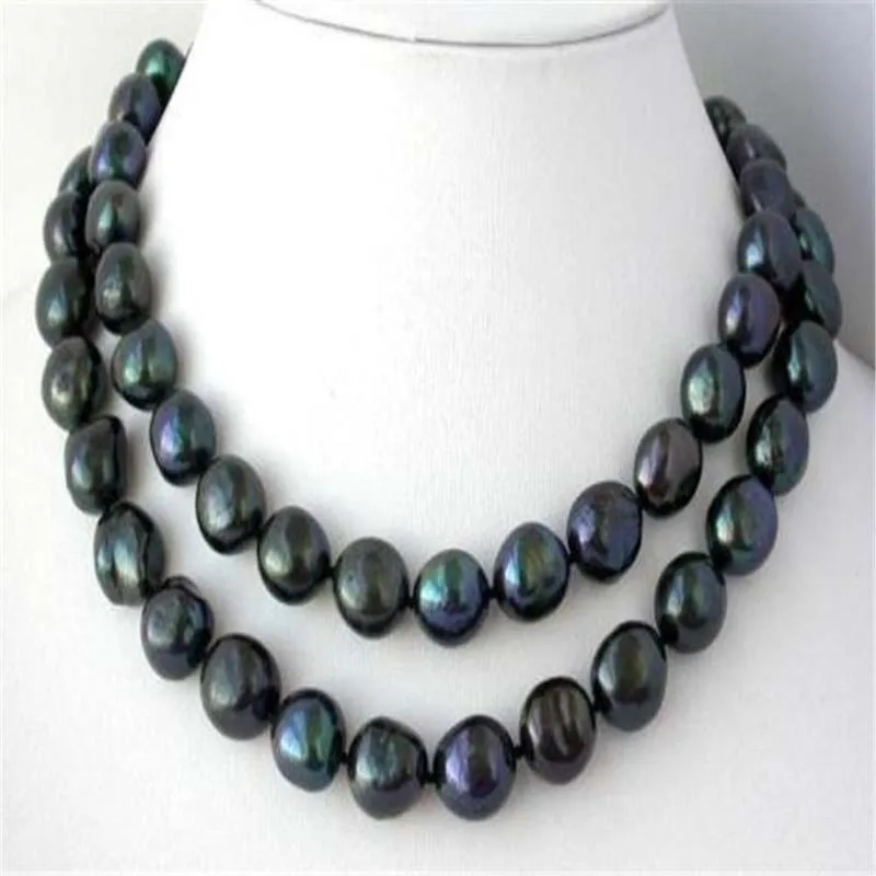

NEW 50" 8-9mm nature baroque black freshwater pearl necklace AAA+01