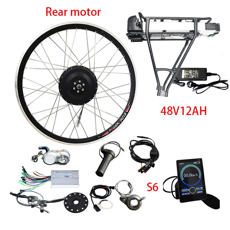 48V500W комплект для переоборудования электрического велосипеда с 48V12AH батареей для 2" 700C(28") моторное колесо электровелосипеда bicicleta eléctrica - Цвет: Rear 48V12AH S6