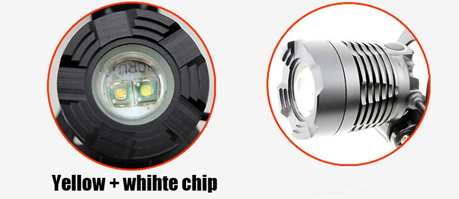 Headlamp Linterna Cabeza White+Yellow Lighting 18650 Zoomable Head Lamp Led Head Torch flashlight headlight with Battery Charger