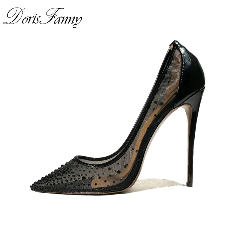 US $55.92 30% OFF|DorisFanny Schwarz High Heels Hochzeit schuhe frauen pumpen größe 13 12 sehen durch spitz damen schuhe in Damenpumps aus Schuhe bei Damen high heels frauen schuhe pumpen hochzeit schuhe frauen