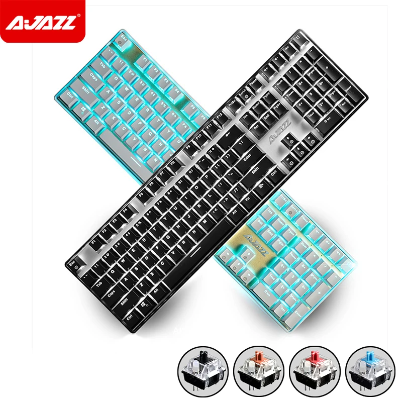 

New 108 Keys Ajazz AK33i Wired LED Backlit Usb Ergonomic illuminated Mechanical Gaming Keyboard Gamer Multimedia Laptop Computer