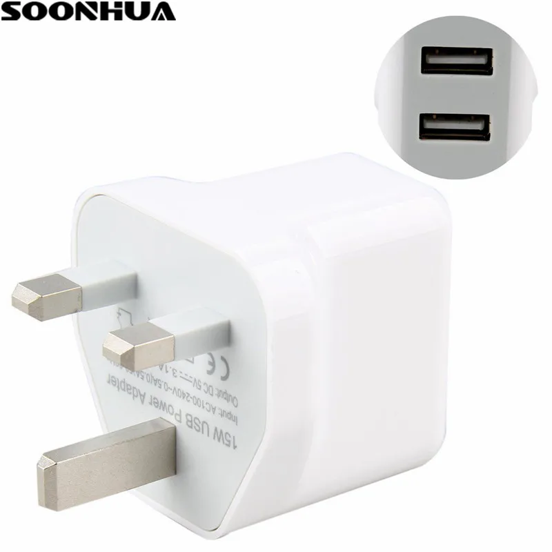 New Portable 3.1A 2 Port UK Plug USB Wall Travel AC Fast Charger