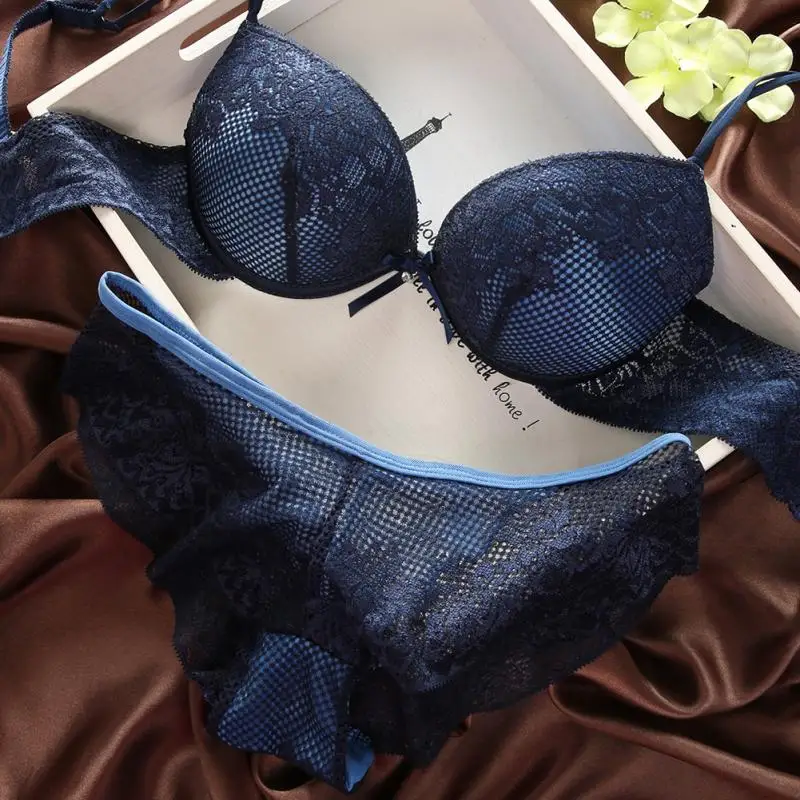 Sexy Elegant Lace Embroidery Bra and Panty Set Women Bra Underwear Lady Push Up Bra Lingeries Set Brief Set Red Purple White