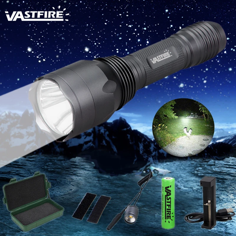 

C10 1 Mode White light 1000 LM Hunting Flashlight Spotlight Camping Torch Lamp+18650 battery+Remote Pressure Switch