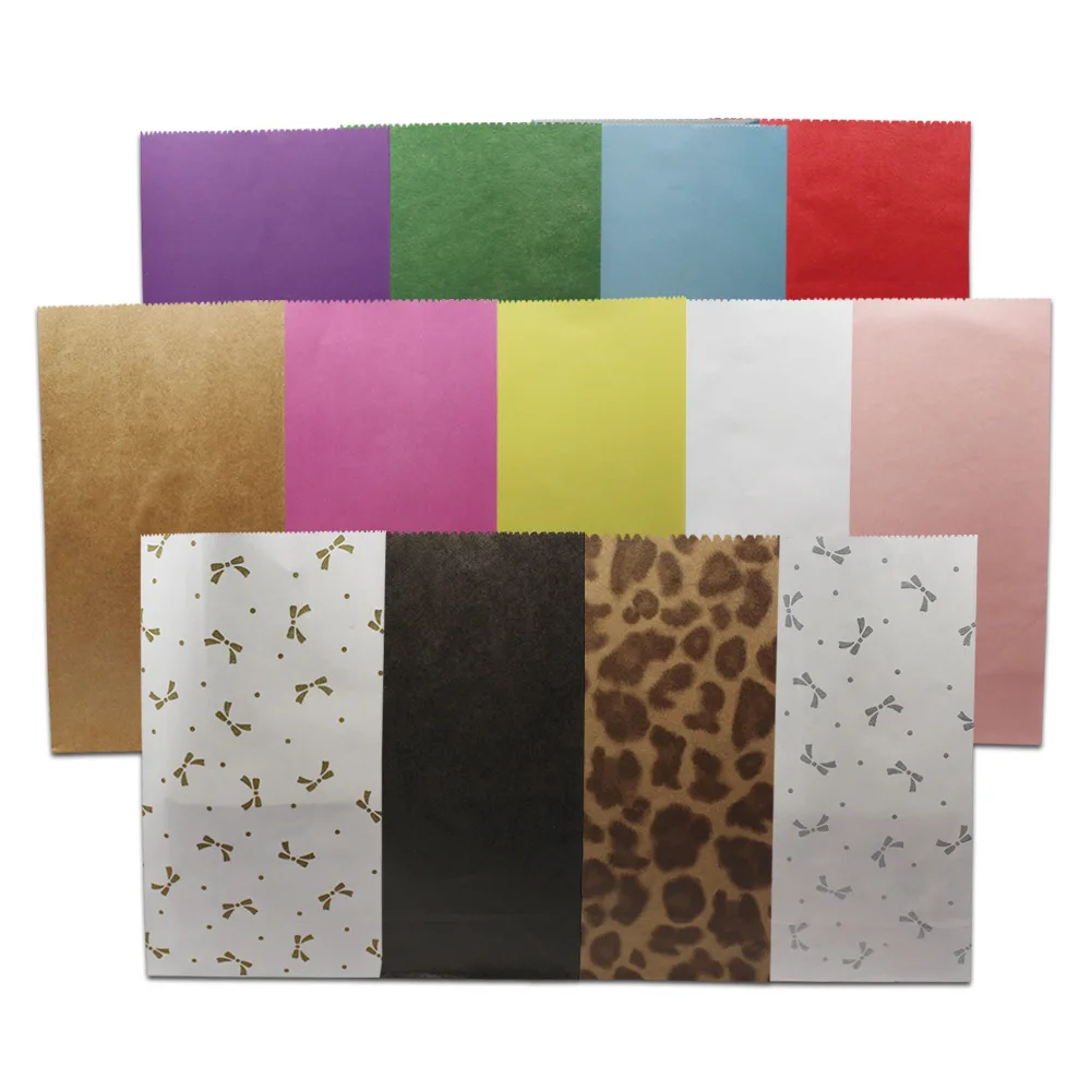 

25Pcs/Lot 23*12*7.5cm Flat Open Christmas Gift Paper Bags Shopping Color Stand Up Kraft Paper Bag Storage Packaging Pouch Bag