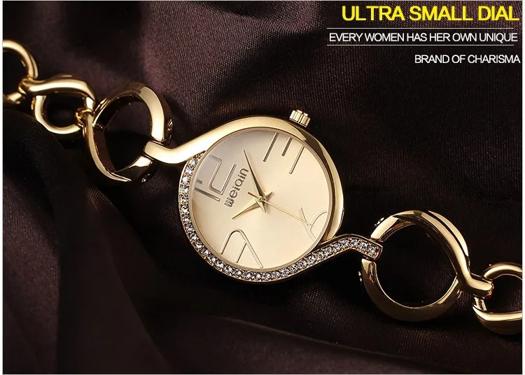 WEIQIN Марка класса люкс кристалл золото часы Для женщин браслет часы кварцевые шок Водонепроницаемый Relogio Feminino orologio Донна