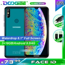 アップグレード 3 ギガバイト + 32 ギガバイト DOOGEE Y8 の Android 9.0 スマートフォン 6.1 "FHD 19:9 ディスプレイ 3400mAh MTK6739 4 4G LTE 携帯水滴画面(China)