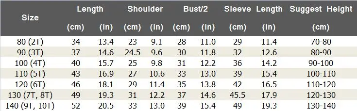 sweatshirt 80-140 measure