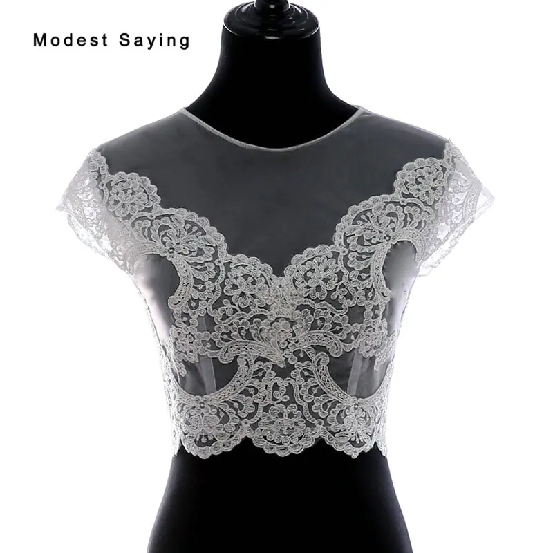 Elegant Ivory Lace Wedding Boleros 2018 with Buttons New Arrival Formal