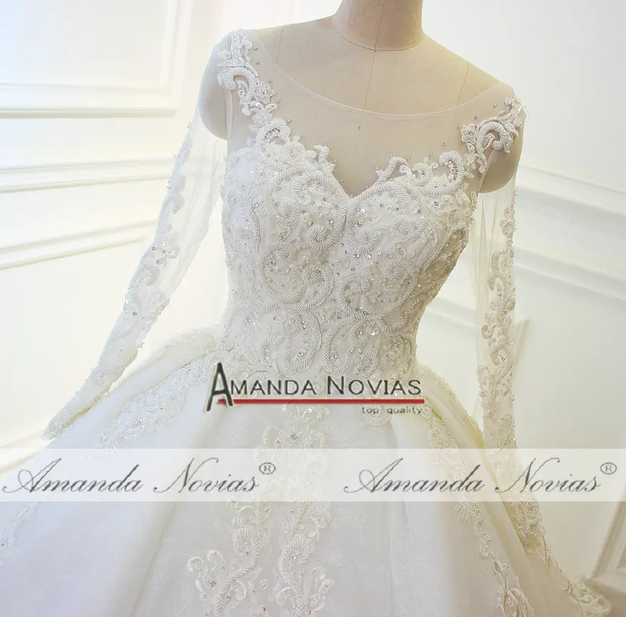 Женское кружевное платье с длинным рукавом и аппликацией модель 2019|wedding dresses